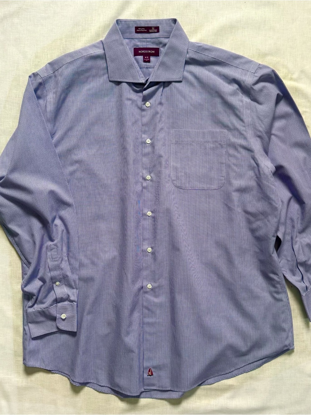 Nordstrom Blue Gingham Button-Down Cotton Dress Shirt 18-35